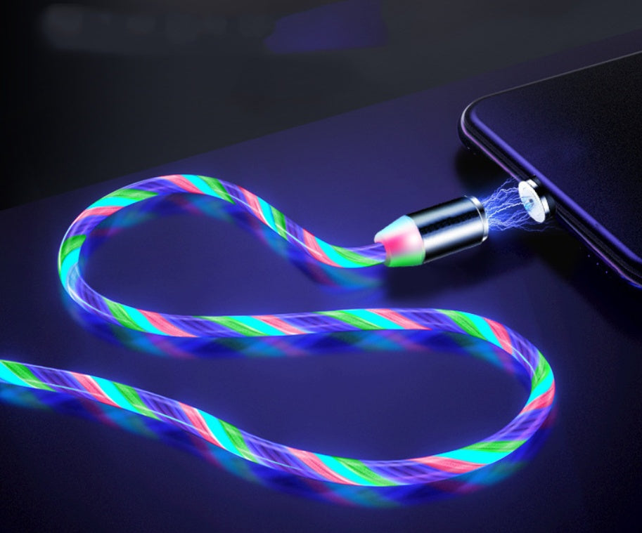 Magnetic LED Charging Cable – Fast Charge for iPhone, Android & USB-C