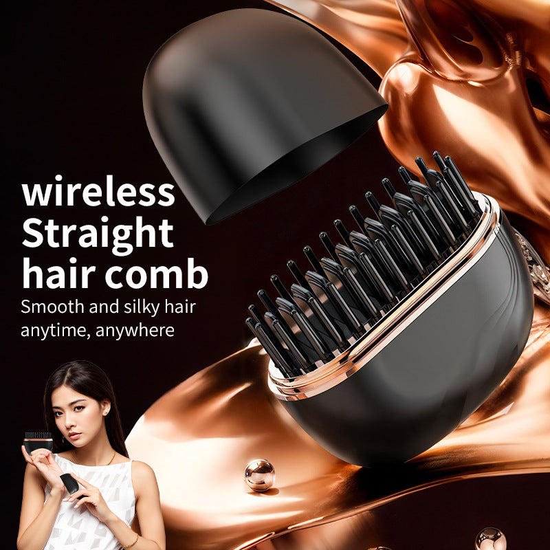 Wireless Mini Hair Straightening Comb – Portable & Cordless Styling Brush