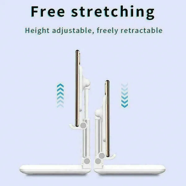Foldable adjustable phone and tablet stand with stable base