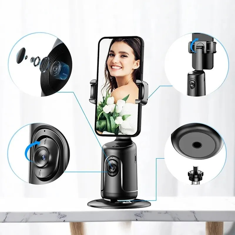 AI Auto Face Tracking Gimbal Phone Holder – 360° Smart Stabilizer Tripod